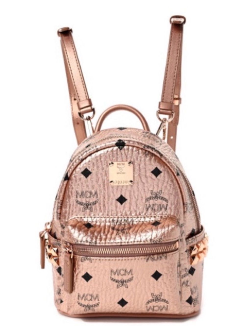 MCM Metallic Visetos Studded X-Mini Bebe Boo Backpack